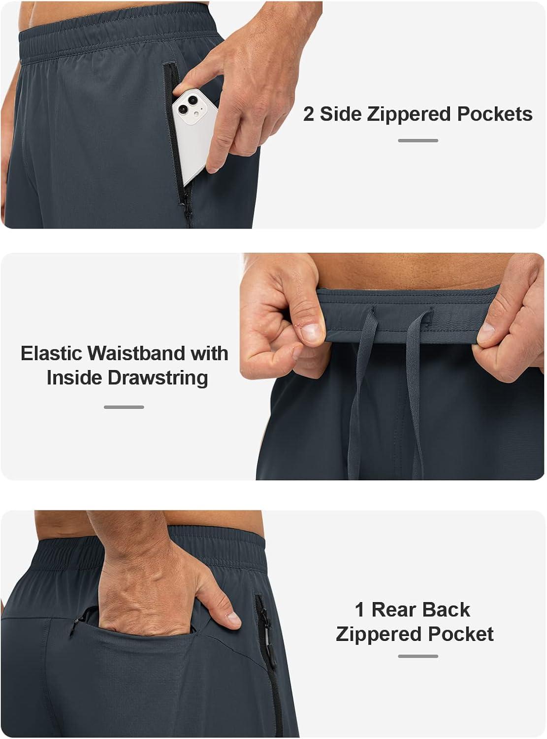 imageTBMPOY Mens Hiking Shorts Lightweight Outdoor Sports Shorts 7quot Quick Dry Athletic Running Gym Shorts with Zipper PocketsCold Grey