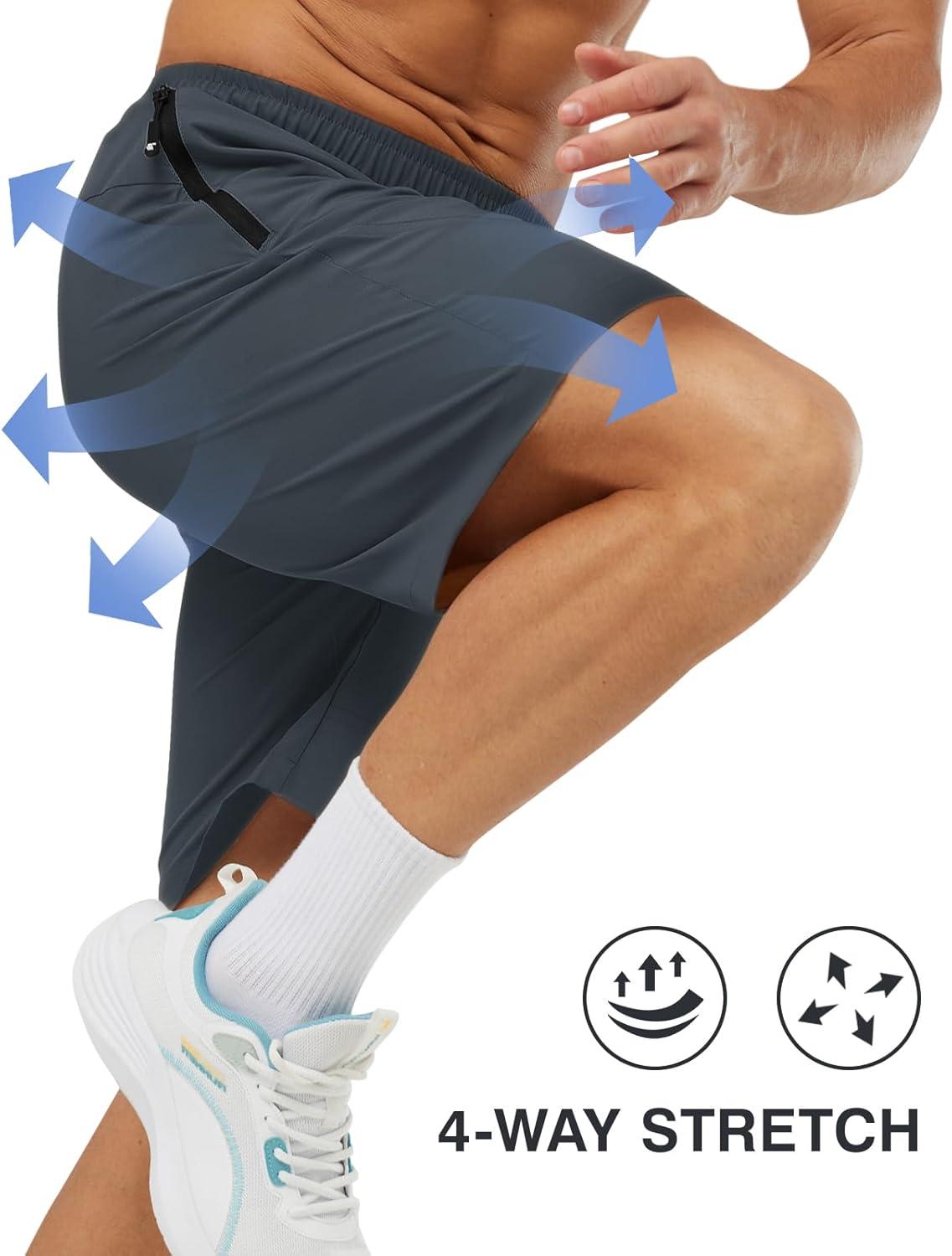 imageTBMPOY Mens Hiking Shorts Lightweight Outdoor Sports Shorts 7quot Quick Dry Athletic Running Gym Shorts with Zipper PocketsCold Grey