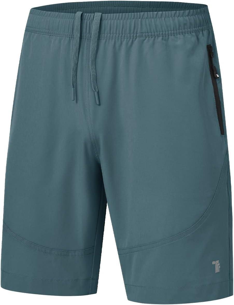 imageTBMPOY Mens Hiking Shorts Lightweight Outdoor Sports Shorts 7quot Quick Dry Athletic Running Gym Shorts with Zipper PocketsGrey Blue