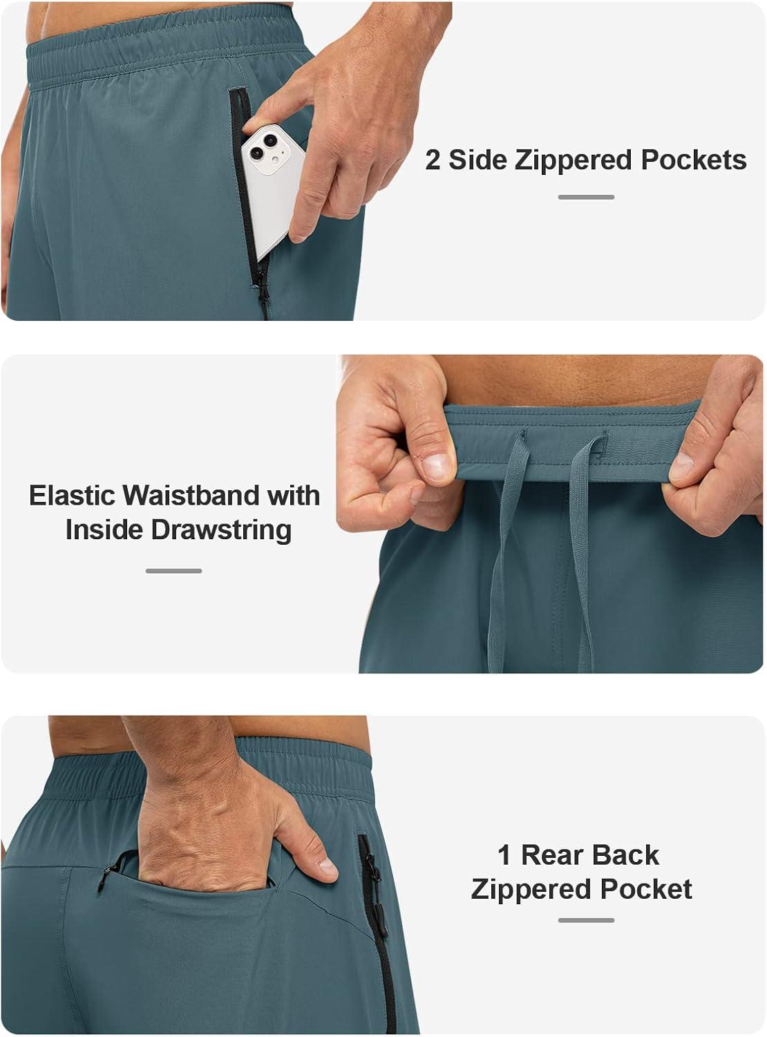 imageTBMPOY Mens Hiking Shorts Lightweight Outdoor Sports Shorts 7quot Quick Dry Athletic Running Gym Shorts with Zipper PocketsGrey Blue