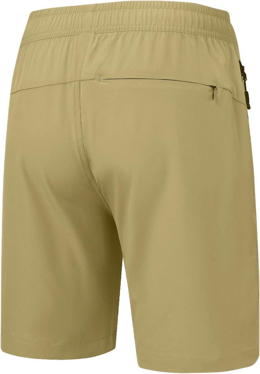 imageTBMPOY Mens Hiking Shorts Lightweight Outdoor Sports Shorts 7quot Quick Dry Athletic Running Gym Shorts with Zipper PocketsKhaki