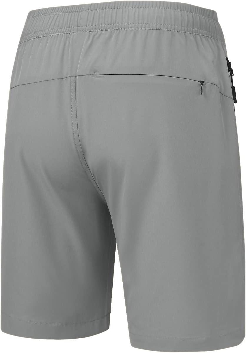 imageTBMPOY Mens Hiking Shorts Lightweight Outdoor Sports Shorts 7quot Quick Dry Athletic Running Gym Shorts with Zipper PocketsLight Grey