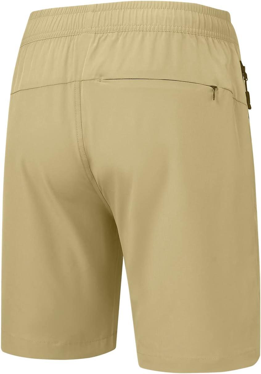 imageTBMPOY Mens Hiking Shorts Lightweight Outdoor Sports Shorts 7quot Quick Dry Athletic Running Gym Shorts with Zipper PocketsLight Khaki