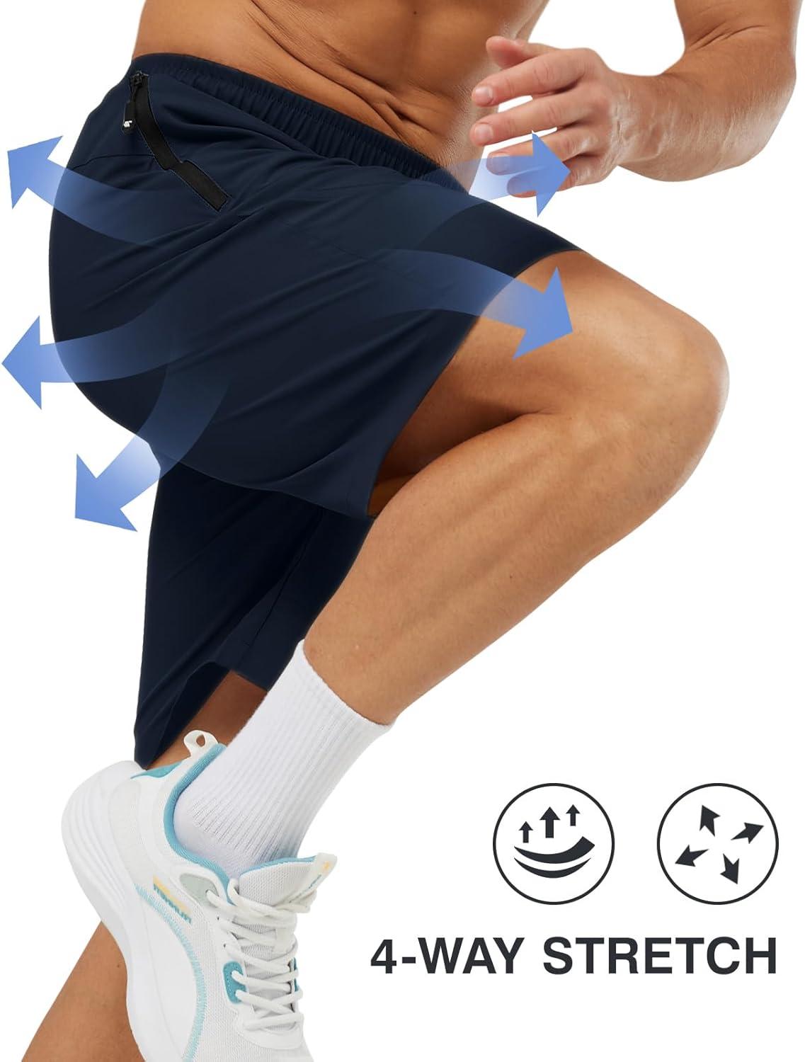 imageTBMPOY Mens Hiking Shorts Lightweight Outdoor Sports Shorts 7quot Quick Dry Athletic Running Gym Shorts with Zipper PocketsNavy