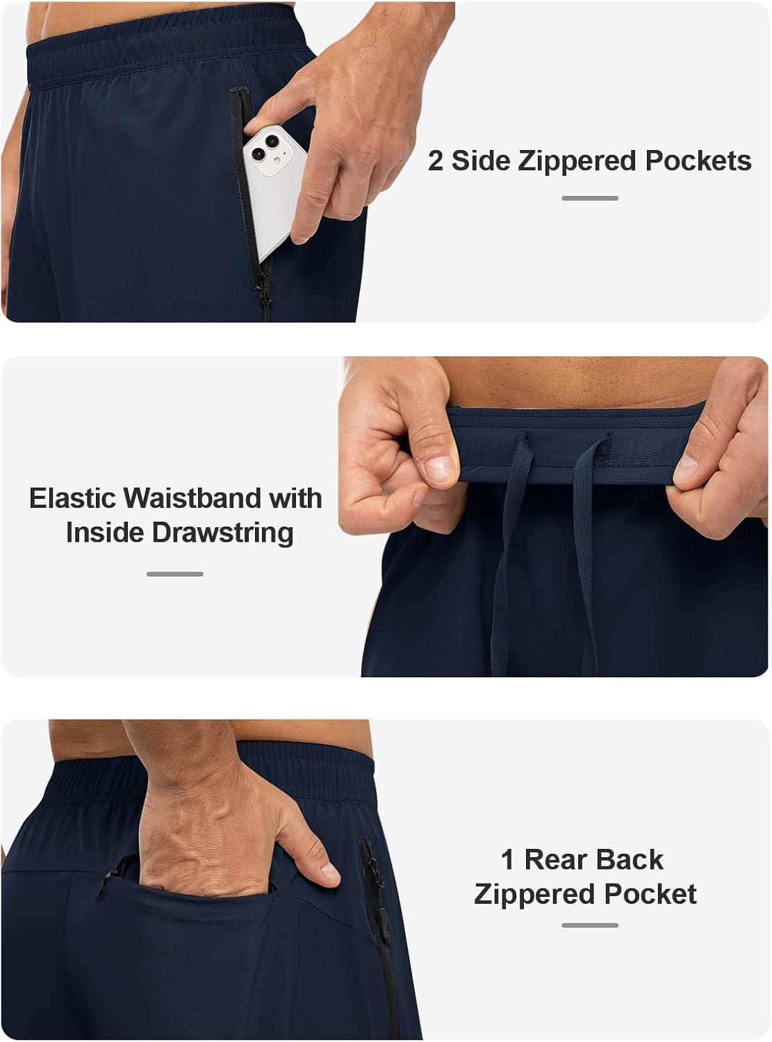 imageTBMPOY Mens Hiking Shorts Lightweight Outdoor Sports Shorts 7quot Quick Dry Athletic Running Gym Shorts with Zipper PocketsNavy