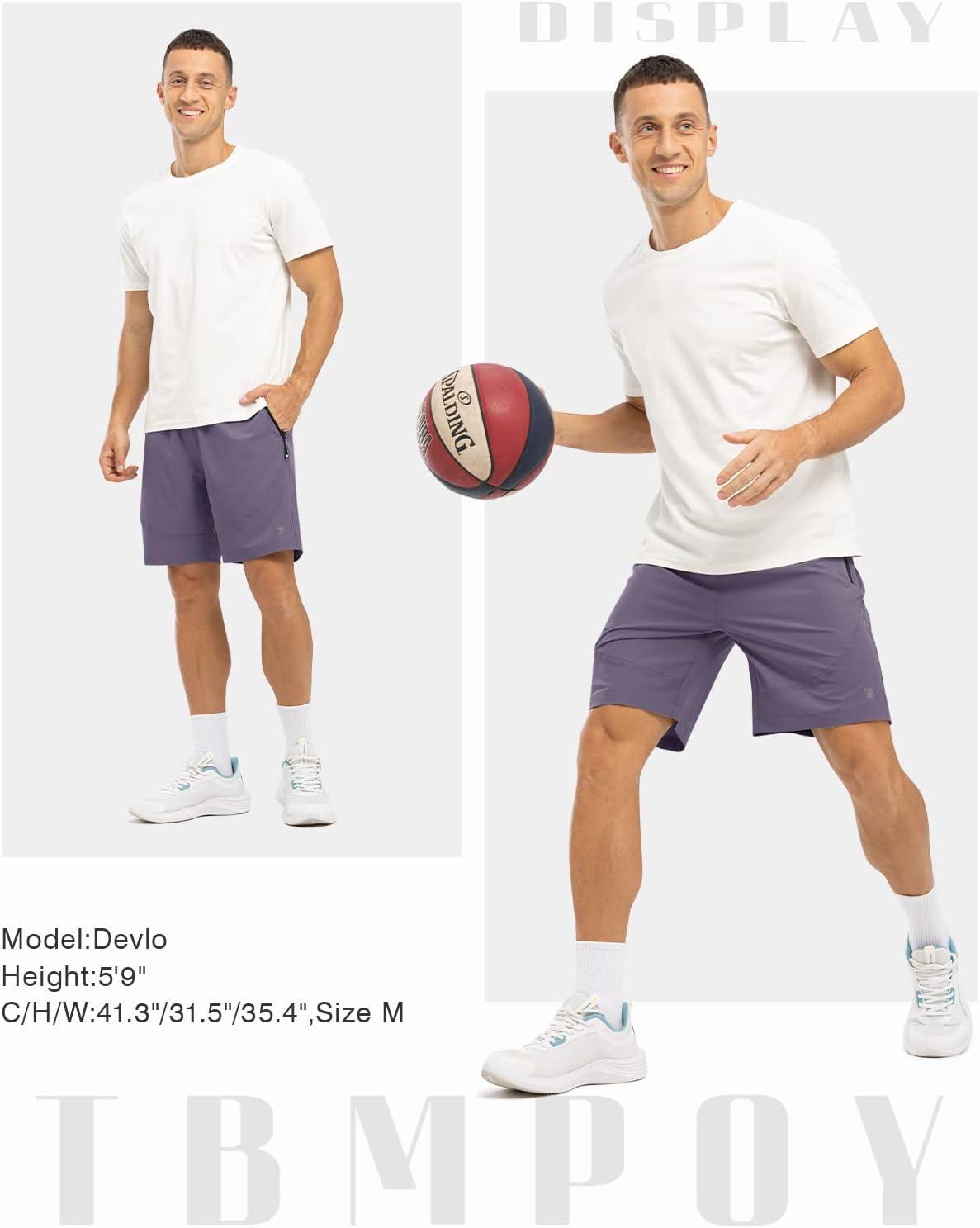 imageTBMPOY Mens Hiking Shorts Lightweight Outdoor Sports Shorts 7quot Quick Dry Athletic Running Gym Shorts with Zipper PocketsPurple Gray