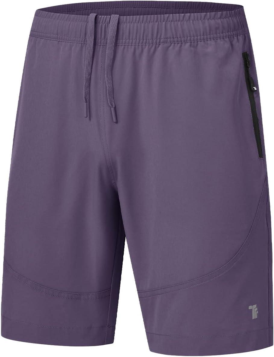 imageTBMPOY Mens Hiking Shorts Lightweight Outdoor Sports Shorts 7quot Quick Dry Athletic Running Gym Shorts with Zipper PocketsPurple Gray