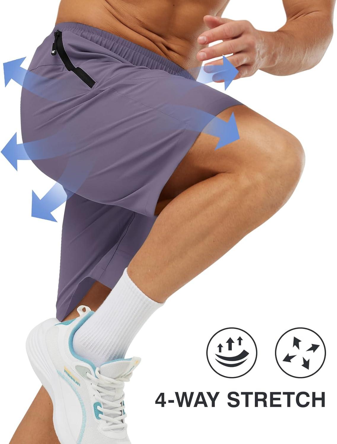 imageTBMPOY Mens Hiking Shorts Lightweight Outdoor Sports Shorts 7quot Quick Dry Athletic Running Gym Shorts with Zipper PocketsPurple Gray