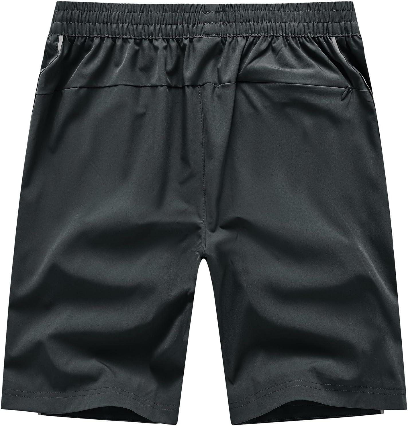 imageTBMPOY Mens Hiking Shorts Quick Dry Athletic Gym Workout Short with Zipper PocketsC15dark Grey