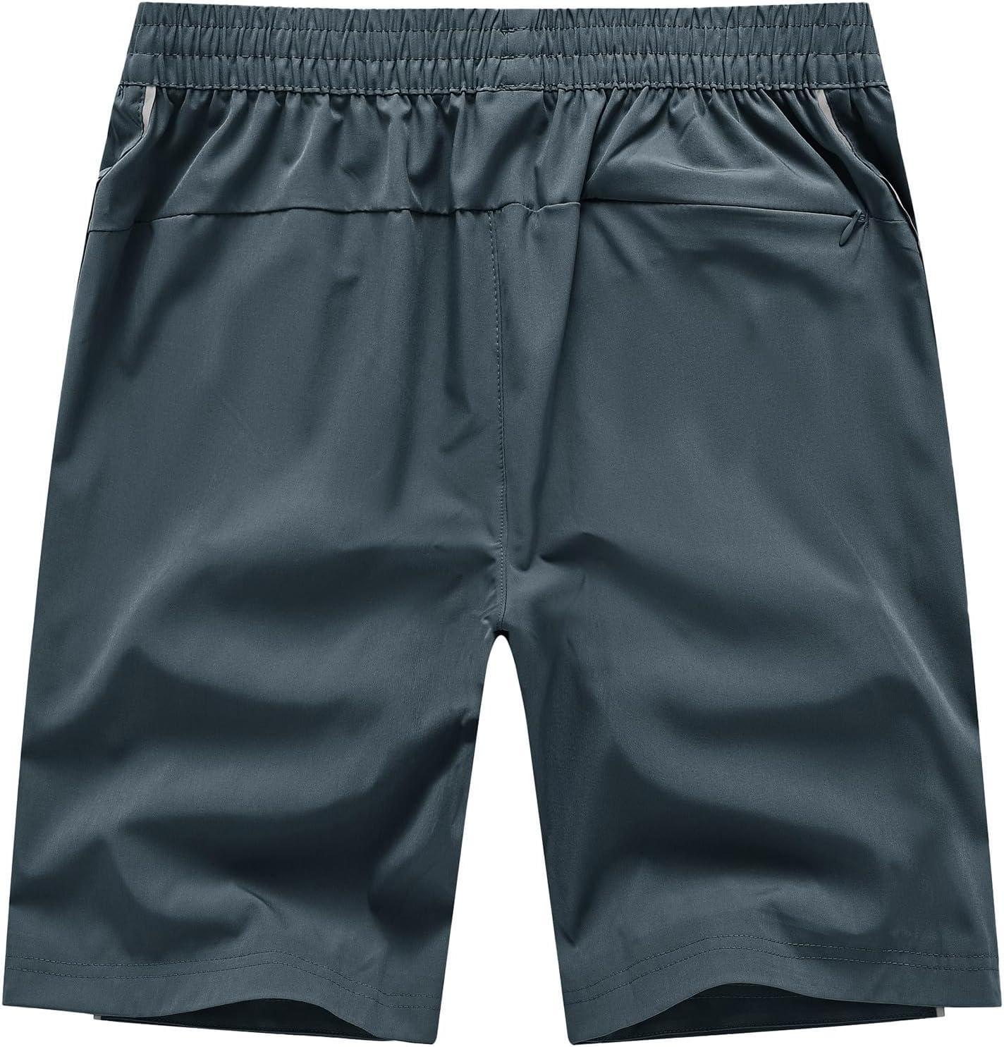imageTBMPOY Mens Hiking Shorts Quick Dry Athletic Gym Workout Short with Zipper PocketsC16cool Grey
