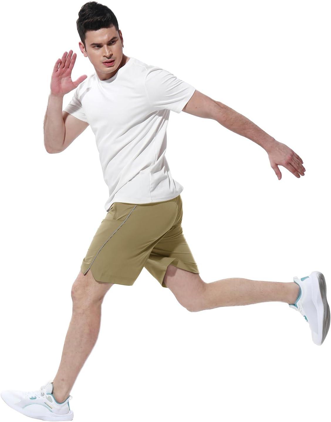 imageTBMPOY Mens Hiking Shorts Quick Dry Athletic Gym Workout Short with Zipper PocketsC17khaki