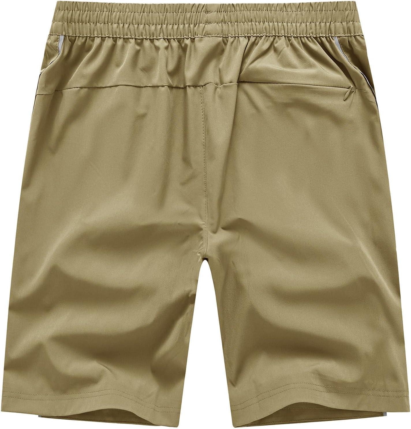 imageTBMPOY Mens Hiking Shorts Quick Dry Athletic Gym Workout Short with Zipper PocketsC17khaki