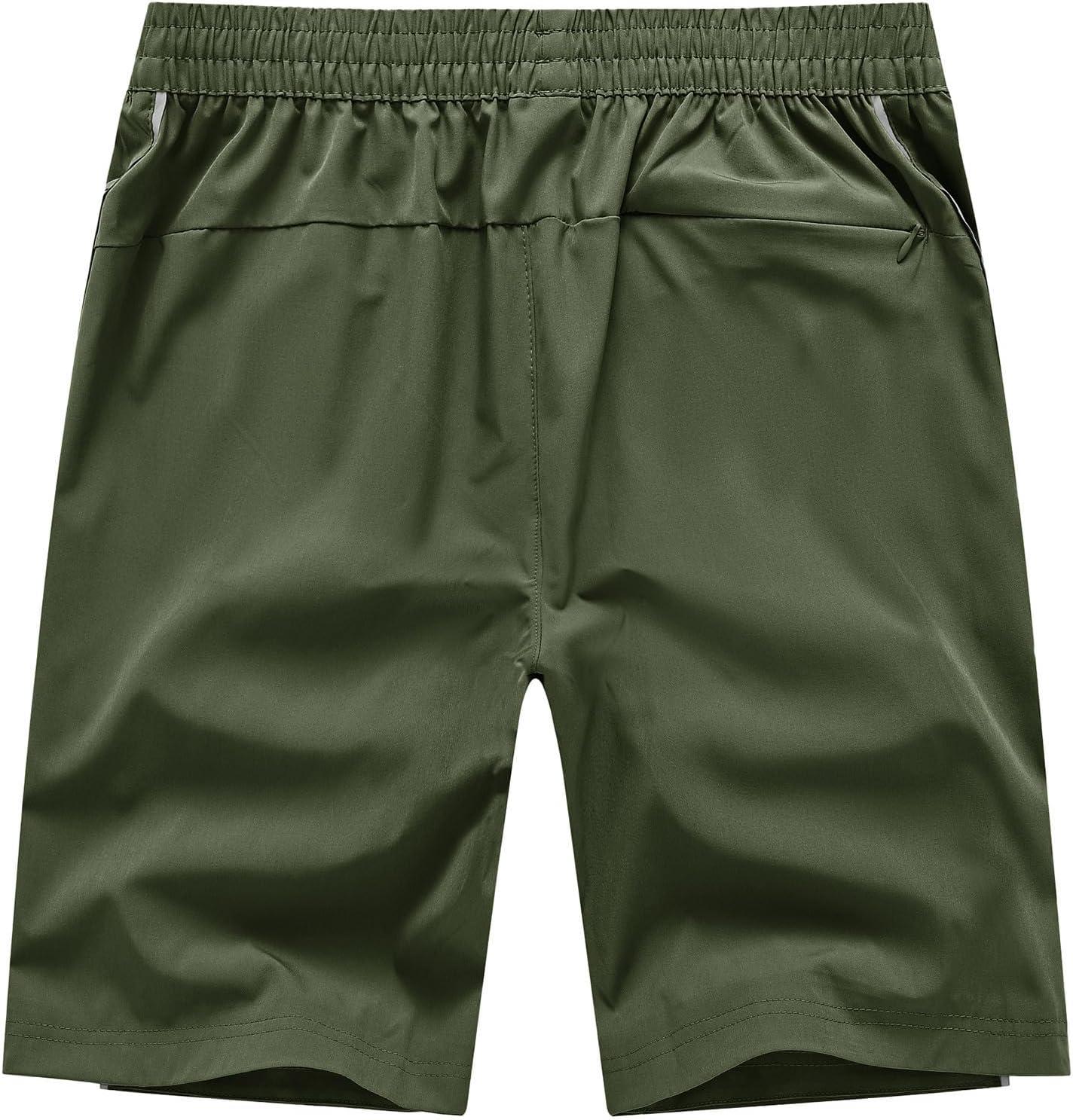 imageTBMPOY Mens Hiking Shorts Quick Dry Athletic Gym Workout Short with Zipper PocketsC19army Green