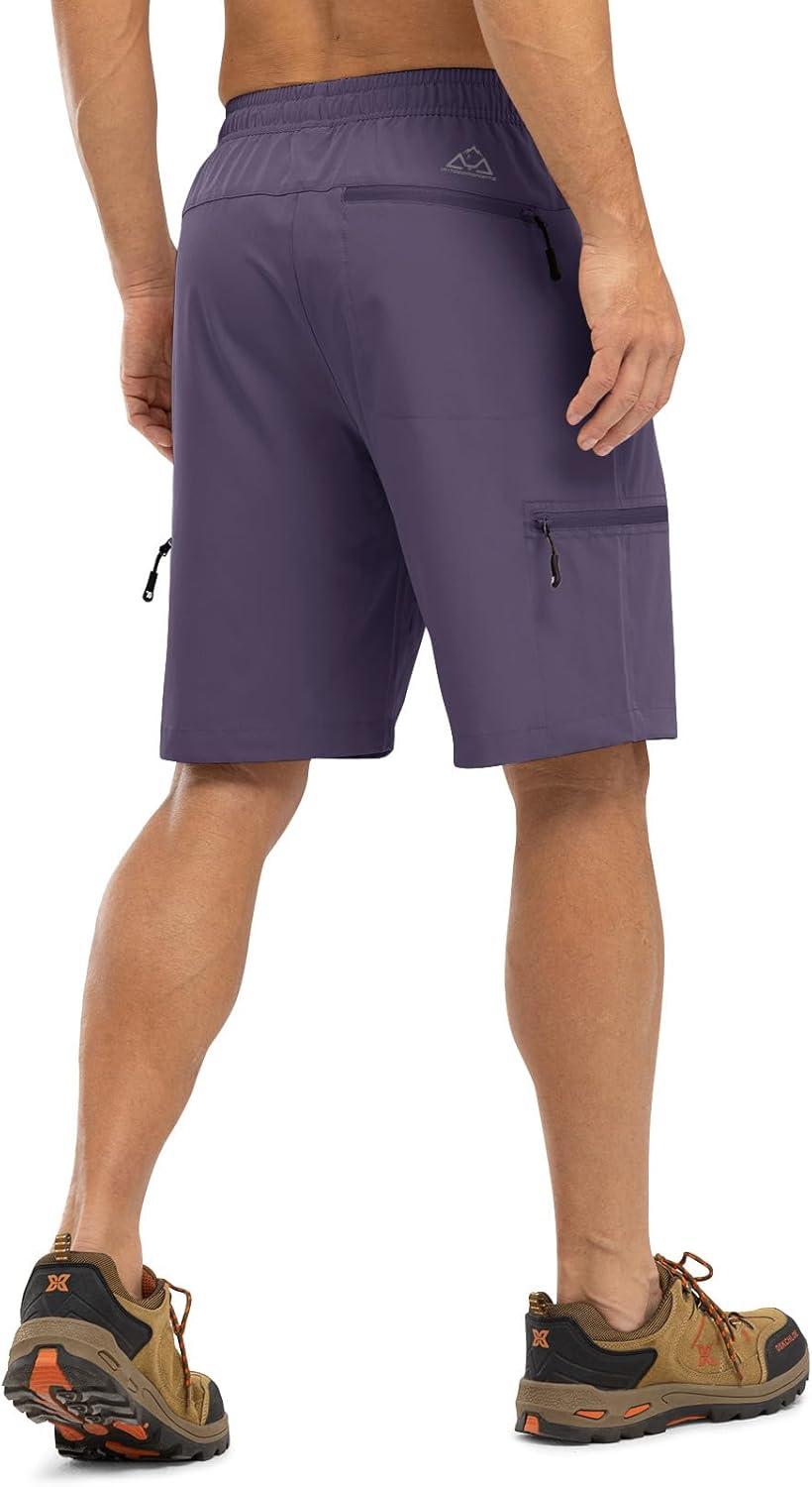 imageTBMPOY Mens Hiking Shorts with 5 Zip Pockets 9 Lightweight Outdoor Work Athletic Travel Short for Men Casual RunningPurple Grey