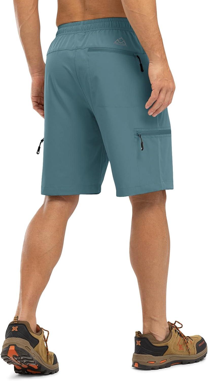imageTBMPOY Mens Hiking Shorts with 5 Zip Pockets 9 Lightweight Outdoor Work Athletic Travel Short for Men Casual RunningStone Blue