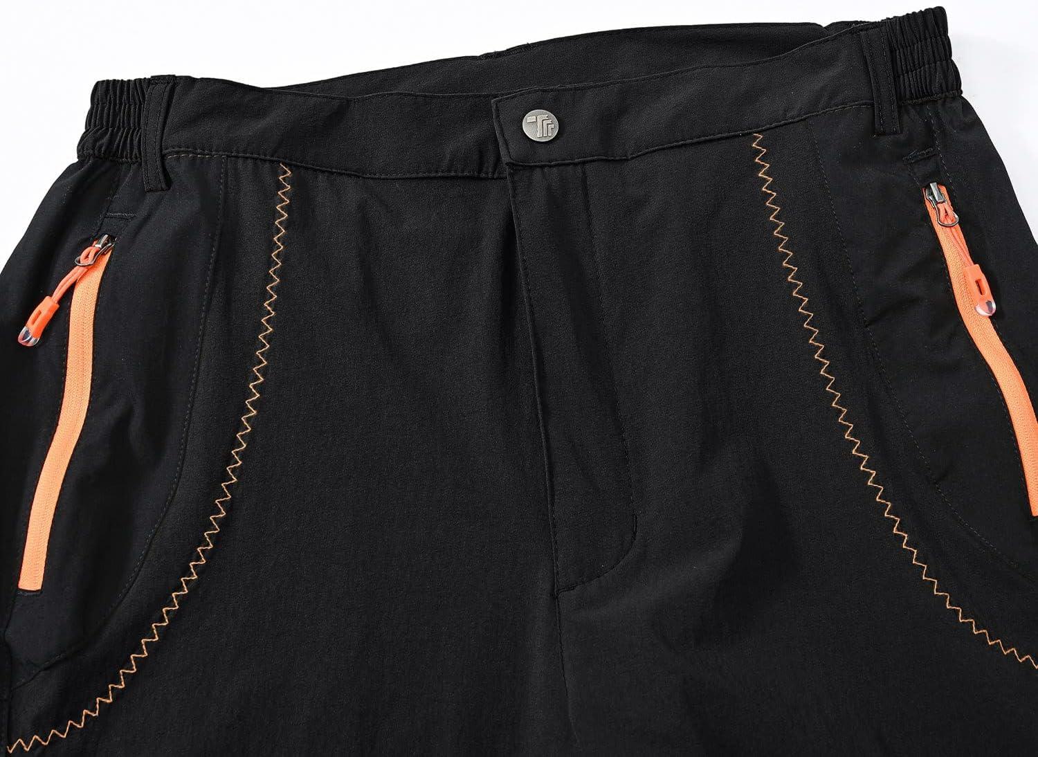 imageTBMPOY Mens Hiking Work Cargo Pants Lightweight Waterproof Quick Dry Outdoor Mountain Pant Fishing Camping1black
