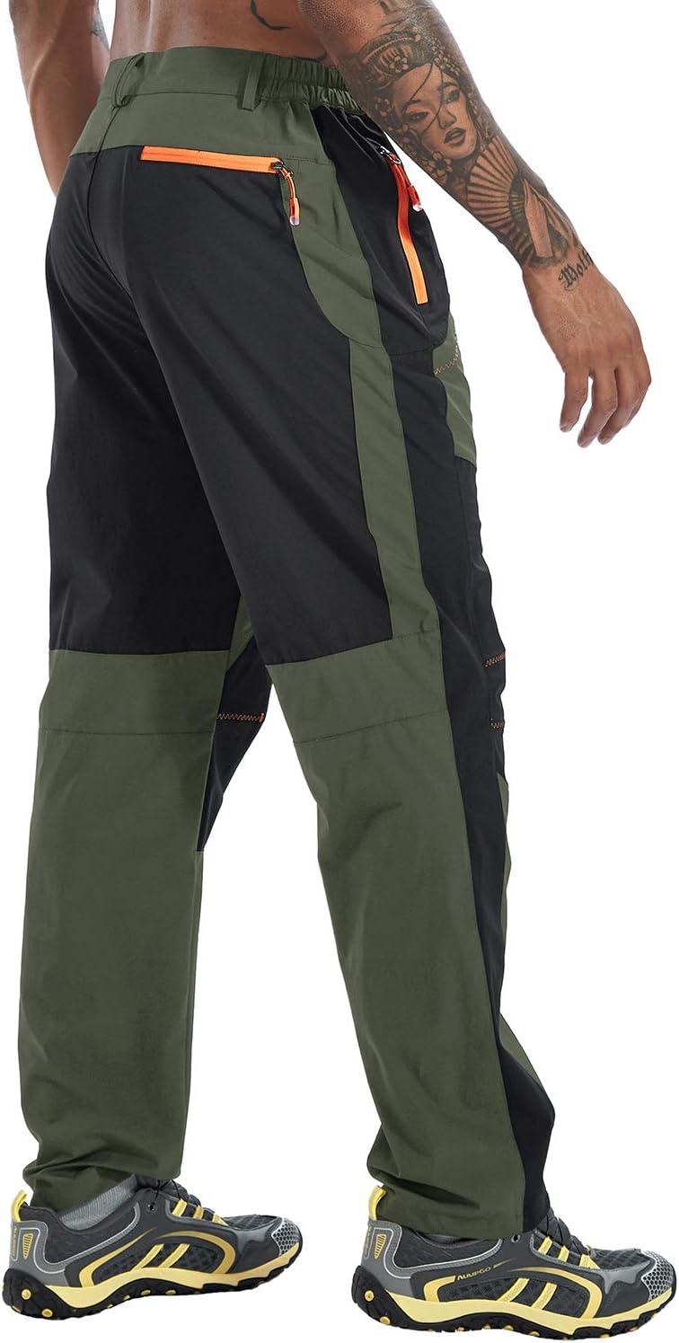 imageTBMPOY Mens Hiking Work Cargo Pants Lightweight Waterproof Quick Dry Outdoor Mountain Pant Fishing Camping1green