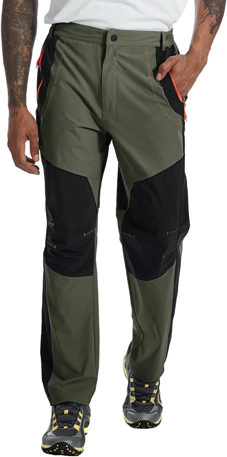 imageTBMPOY Mens Hiking Work Cargo Pants Lightweight Waterproof Quick Dry Outdoor Mountain Pant Fishing Camping1green