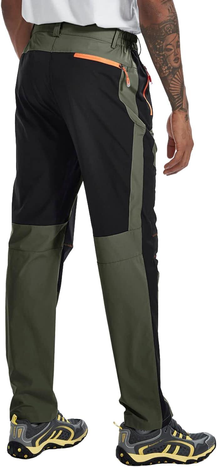 imageTBMPOY Mens Hiking Work Cargo Pants Lightweight Waterproof Quick Dry Outdoor Mountain Pant Fishing Camping1green
