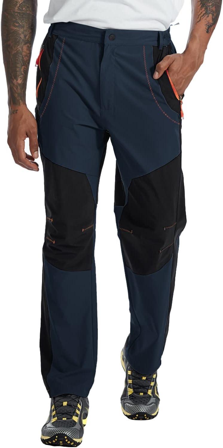 imageTBMPOY Mens Hiking Work Cargo Pants Lightweight Waterproof Quick Dry Outdoor Mountain Pant Fishing Camping1navy