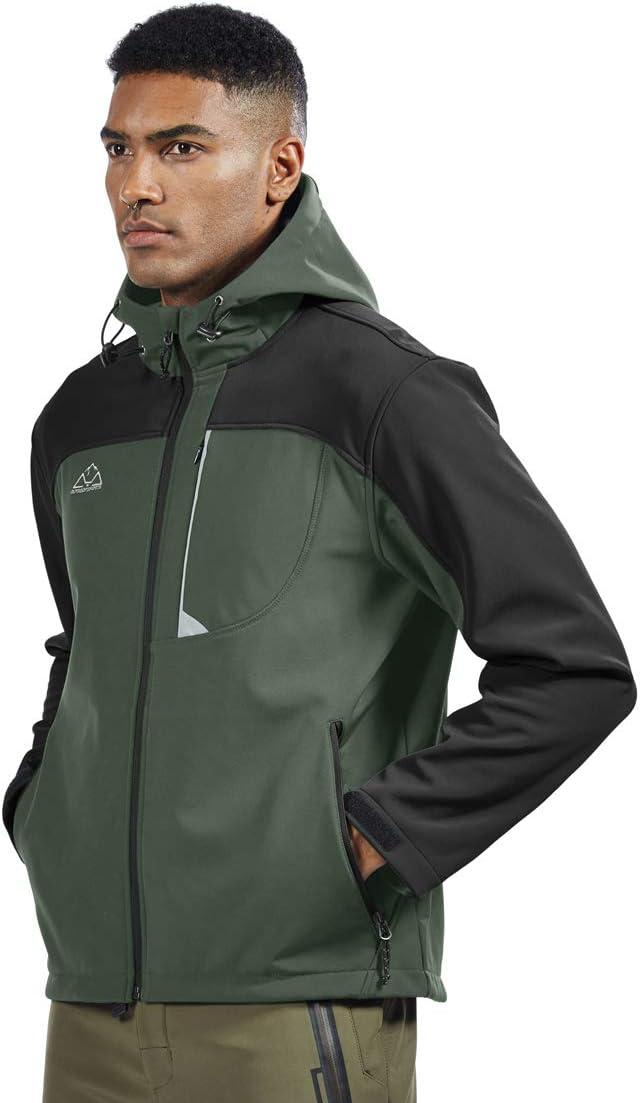 imageTBMPOY Mens Hooded Softshell Jacket Waterproof Windproof Ski Hiking Outerwear Fleece Lined Winter Coat4army Green