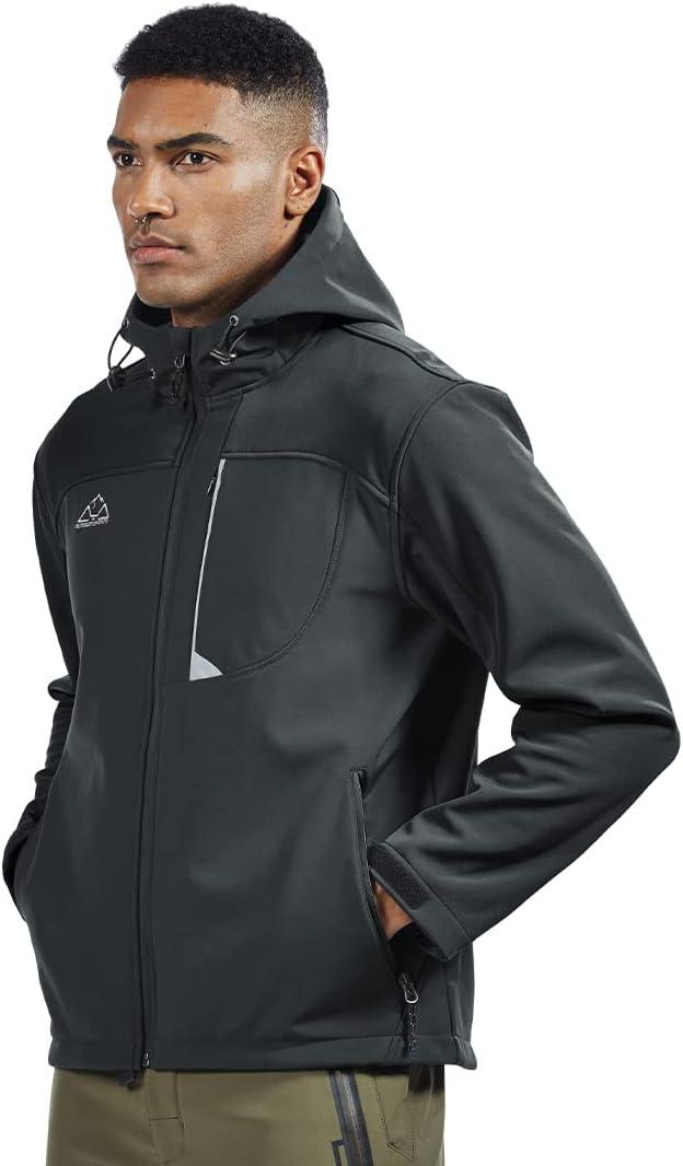 imageTBMPOY Mens Hooded Softshell Jacket Waterproof Windproof Ski Hiking Outerwear Fleece Lined Winter Coat6gray