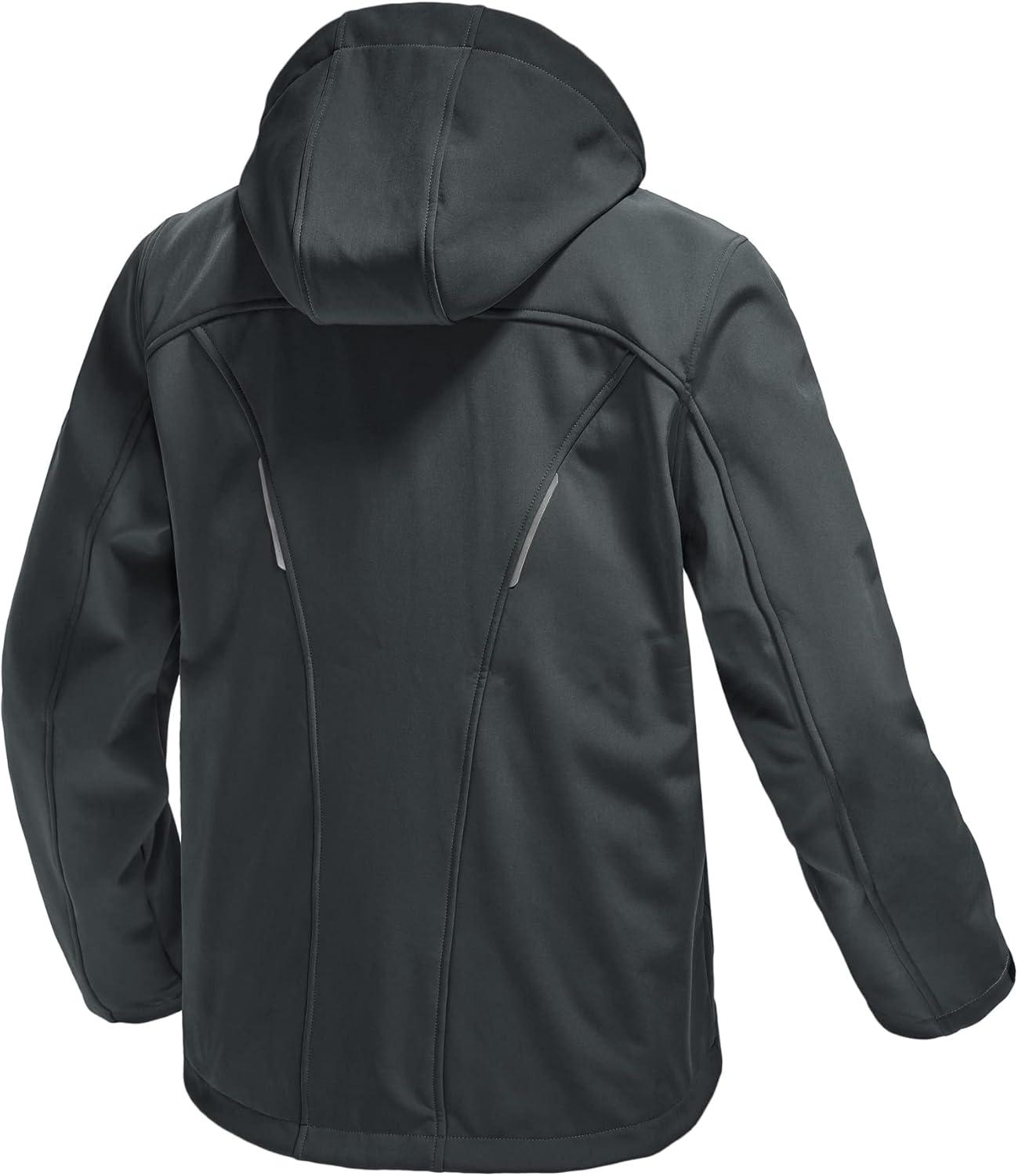 imageTBMPOY Mens Hooded Softshell Jacket Waterproof Windproof Ski Hiking Outerwear Fleece Lined Winter Coat6gray