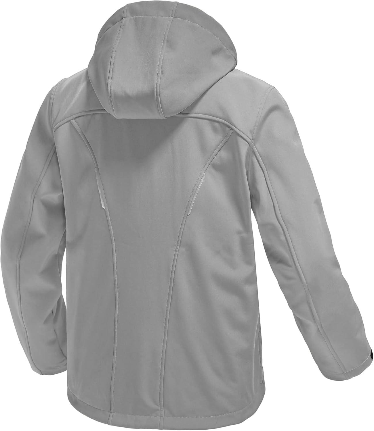 imageTBMPOY Mens Hooded Softshell Jacket Waterproof Windproof Ski Hiking Outerwear Fleece Lined Winter Coat7light Grey