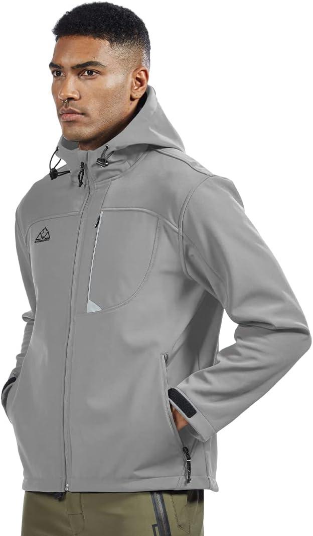 imageTBMPOY Mens Hooded Softshell Jacket Waterproof Windproof Ski Hiking Outerwear Fleece Lined Winter Coat7light Grey