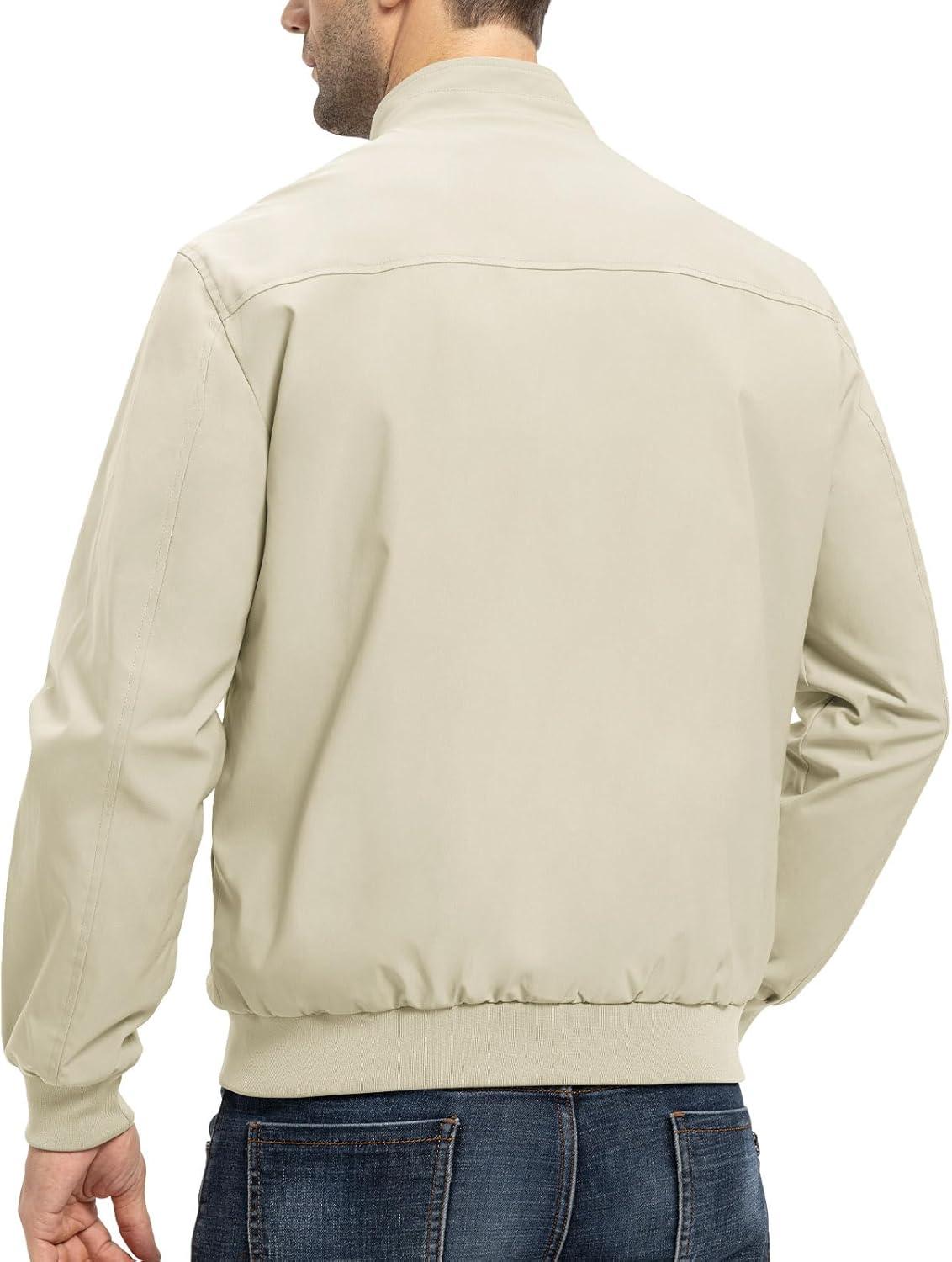 imageTBMPOY Mens Light Jackets Waterproof Bomber Work Jacket Causal Windbreaker Full Zip Golf Dress Outwear CoatsBeige02 Style