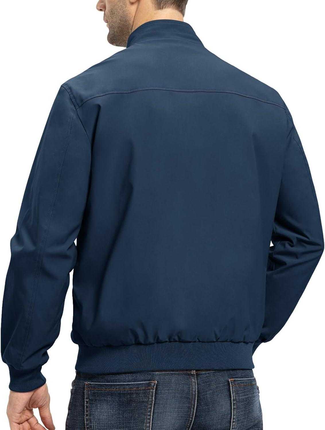 imageTBMPOY Mens Light Jackets Waterproof Bomber Work Jacket Causal Windbreaker Full Zip Golf Dress Outwear CoatsBlue02 Style