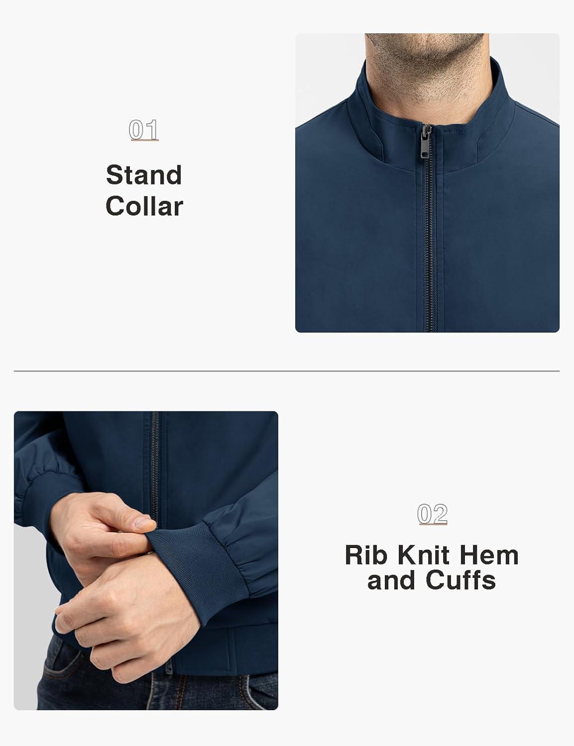 imageTBMPOY Mens Light Jackets Waterproof Bomber Work Jacket Causal Windbreaker Full Zip Golf Dress Outwear CoatsBlue02 Style
