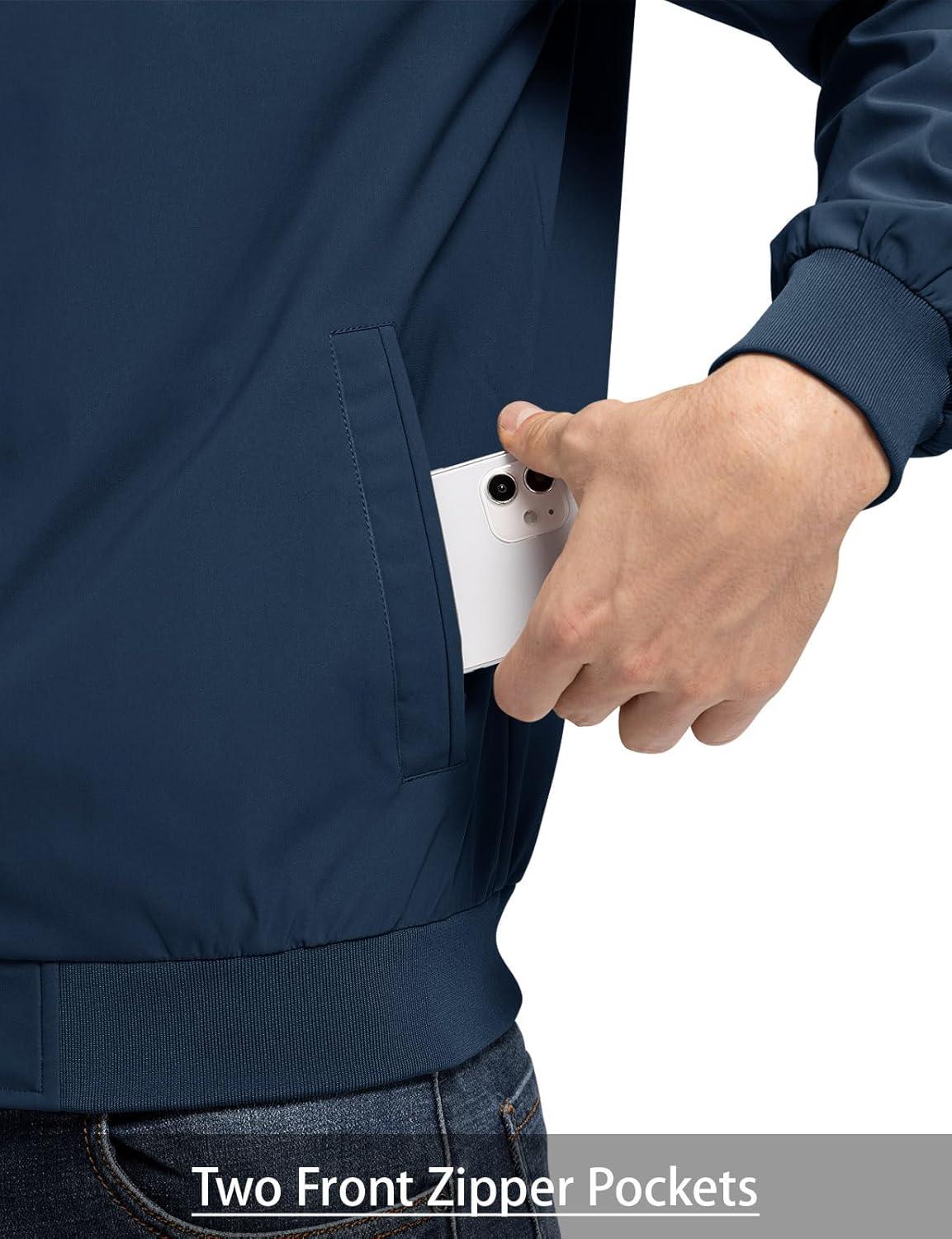 imageTBMPOY Mens Light Jackets Waterproof Bomber Work Jacket Causal Windbreaker Full Zip Golf Dress Outwear CoatsBlue02 Style