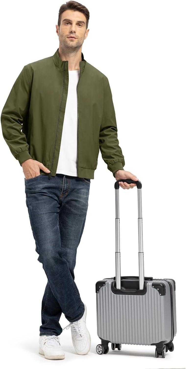 imageTBMPOY Mens Light Jackets Waterproof Bomber Work Jacket Causal Windbreaker Full Zip Golf Dress Outwear CoatsGreen02 Style