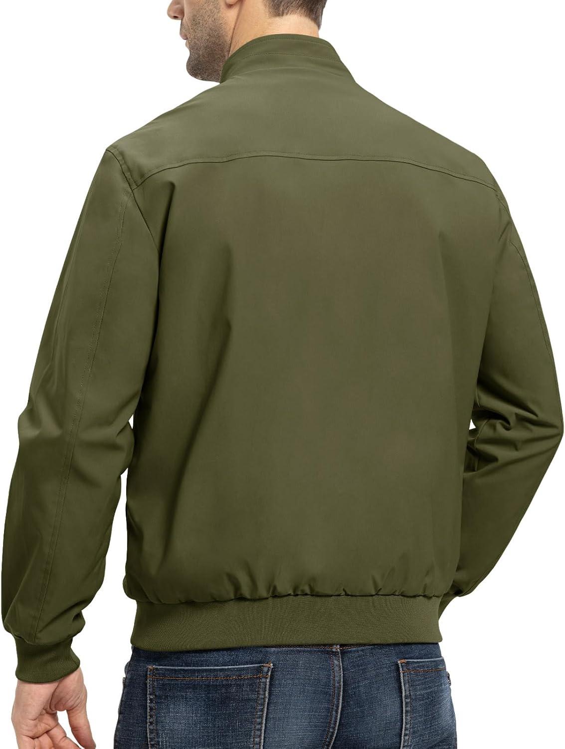 imageTBMPOY Mens Light Jackets Waterproof Bomber Work Jacket Causal Windbreaker Full Zip Golf Dress Outwear CoatsGreen02 Style