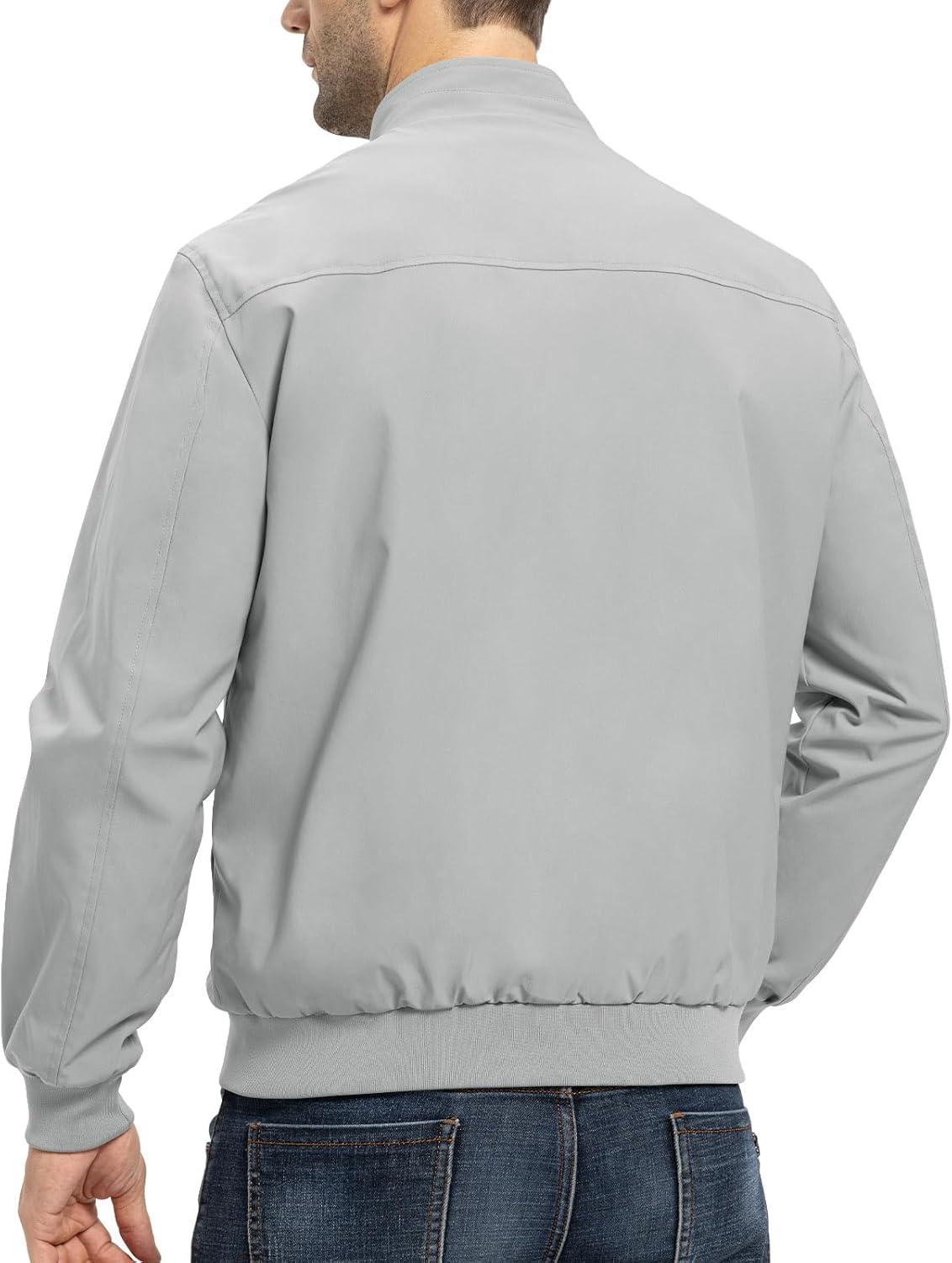 imageTBMPOY Mens Light Jackets Waterproof Bomber Work Jacket Causal Windbreaker Full Zip Golf Dress Outwear CoatsLight Grey02 Style