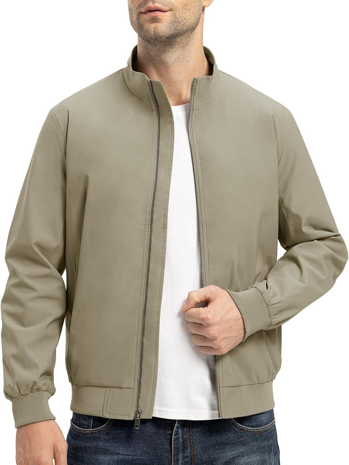 imageTBMPOY Mens Light Jackets Waterproof Bomber Work Jacket Causal Windbreaker Full Zip Golf Dress Outwear CoatsYellow02 Style
