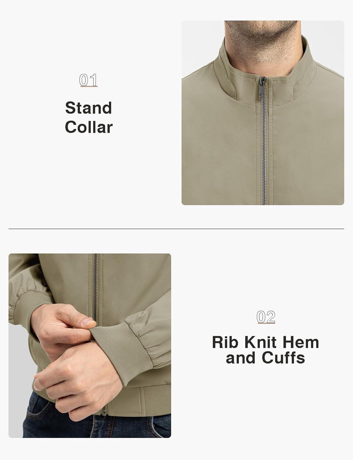imageTBMPOY Mens Light Jackets Waterproof Bomber Work Jacket Causal Windbreaker Full Zip Golf Dress Outwear CoatsYellow02 Style