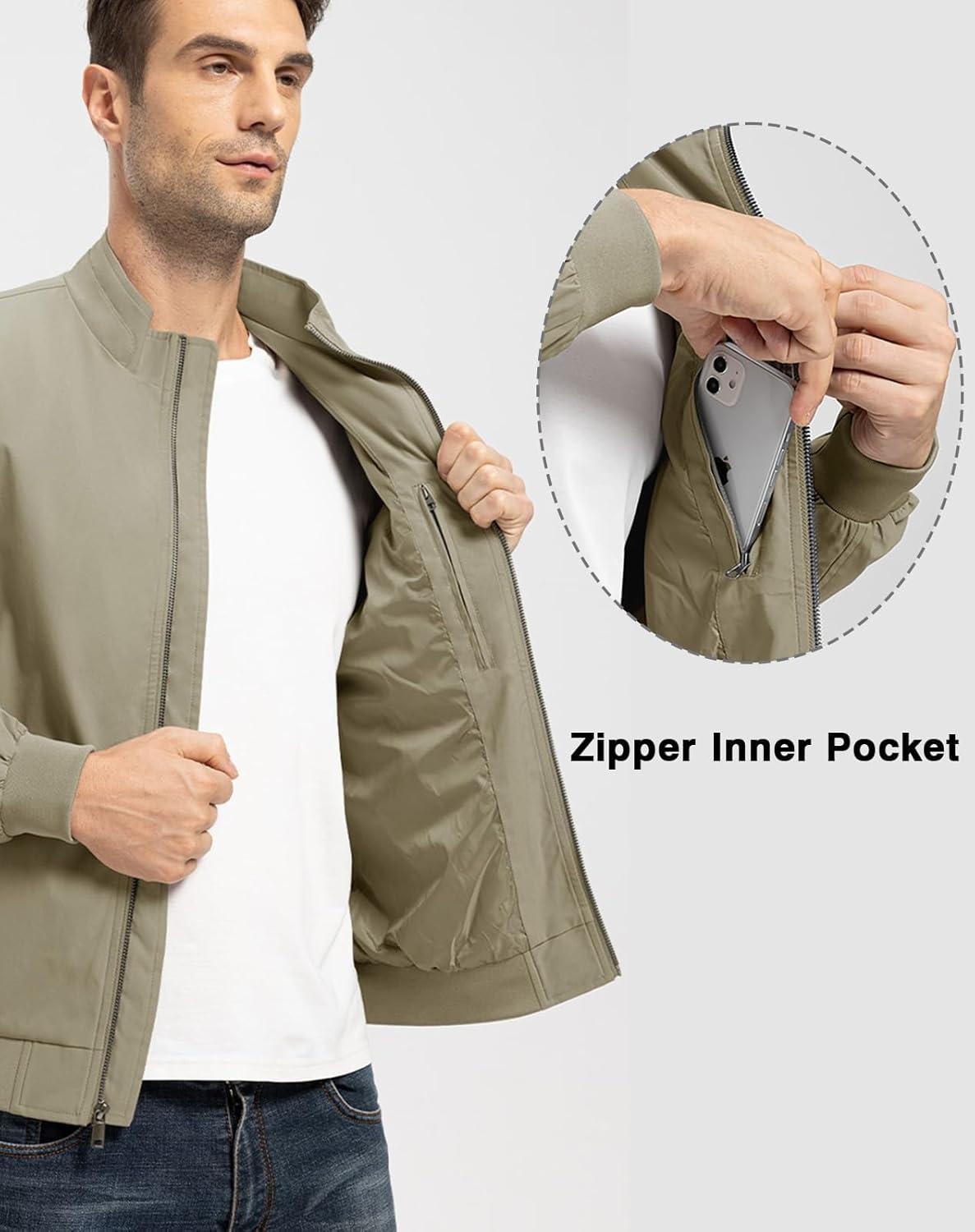 imageTBMPOY Mens Light Jackets Waterproof Bomber Work Jacket Causal Windbreaker Full Zip Golf Dress Outwear CoatsYellow02 Style
