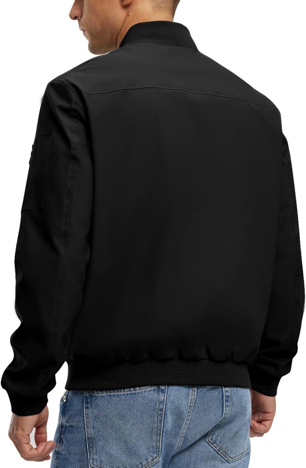 imageTBMPOY Mens Lightweight Bomber Jackets Light Track Jackets Casual Summer Windbreaker Outdoor Golf Fashion Coat for MenA2blackorange