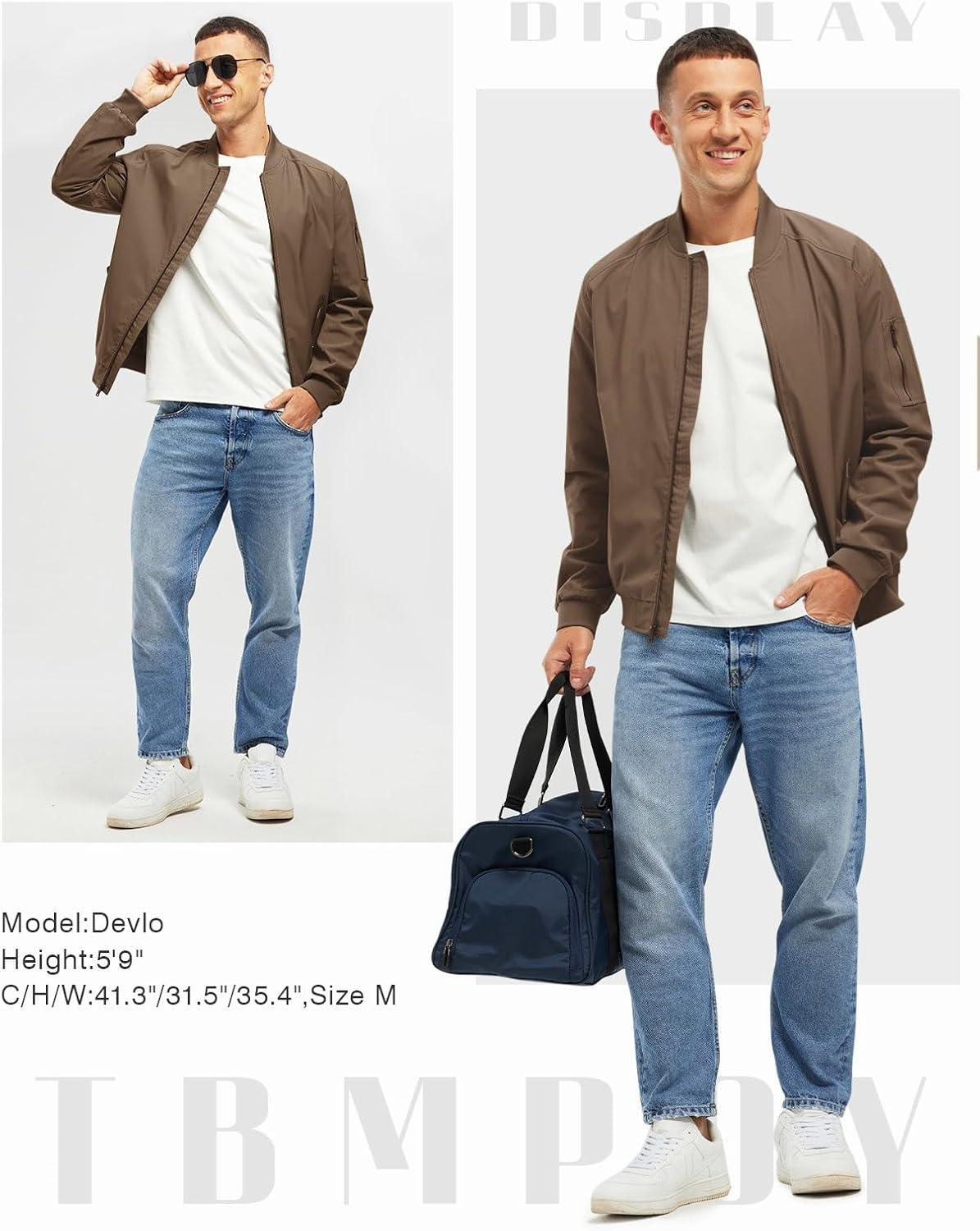 imageTBMPOY Mens Lightweight Bomber Jackets Light Track Jackets Casual Summer Windbreaker Outdoor Golf Fashion Coat for MenA2dark Coffee