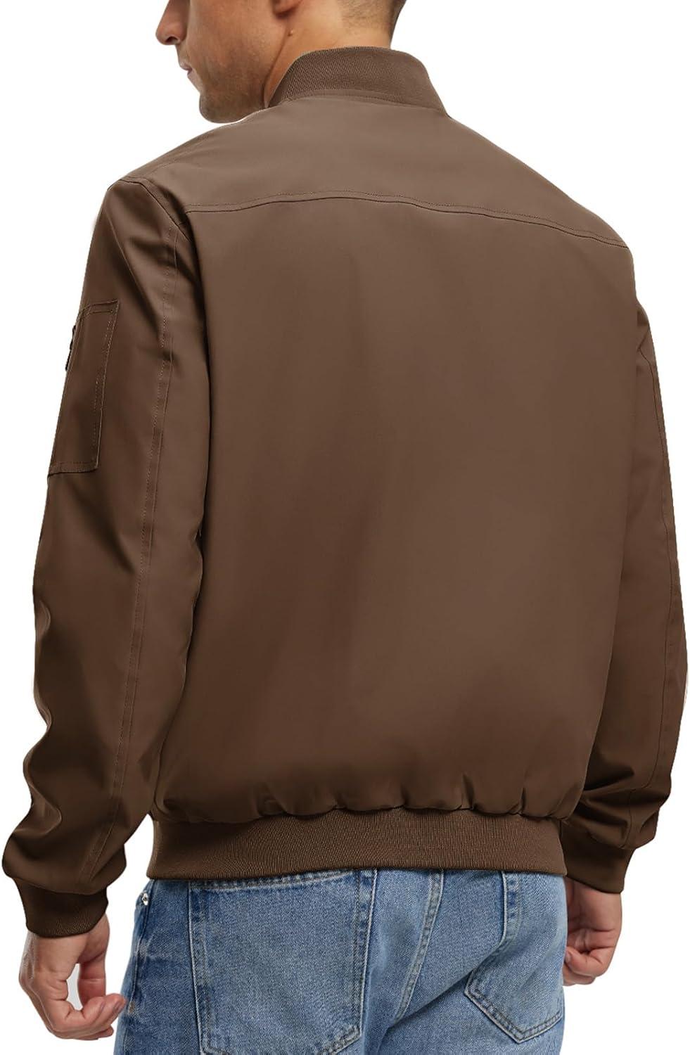imageTBMPOY Mens Lightweight Bomber Jackets Light Track Jackets Casual Summer Windbreaker Outdoor Golf Fashion Coat for MenA2dark Coffee