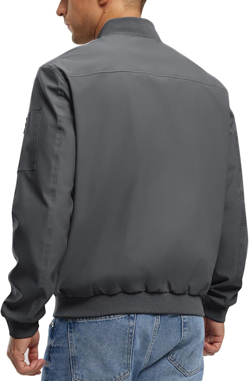 imageTBMPOY Mens Lightweight Bomber Jackets Light Track Jackets Casual Summer Windbreaker Outdoor Golf Fashion Coat for MenA2dark Grey