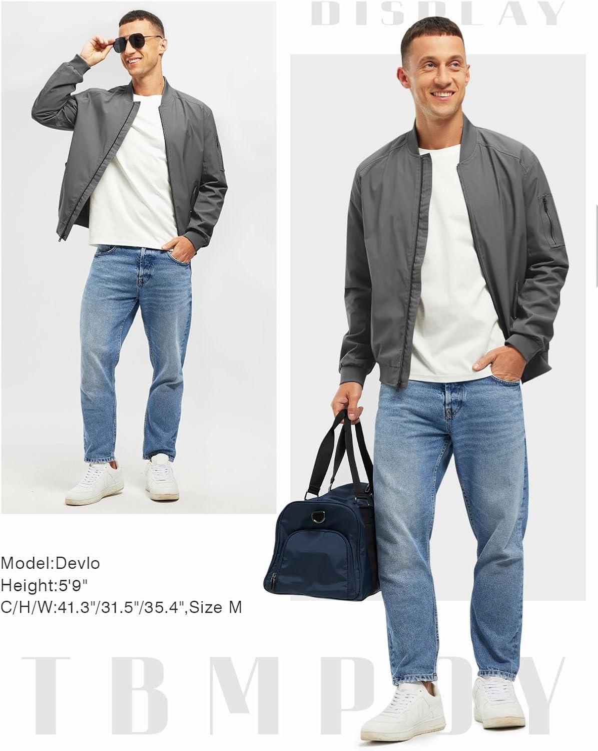 imageTBMPOY Mens Lightweight Bomber Jackets Light Track Jackets Casual Summer Windbreaker Outdoor Golf Fashion Coat for MenA2dark Grey