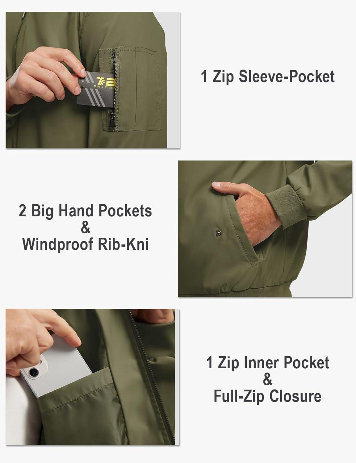 imageTBMPOY Mens Lightweight Bomber Jackets Light Track Jackets Casual Summer Windbreaker Outdoor Golf Fashion Coat for MenA2green