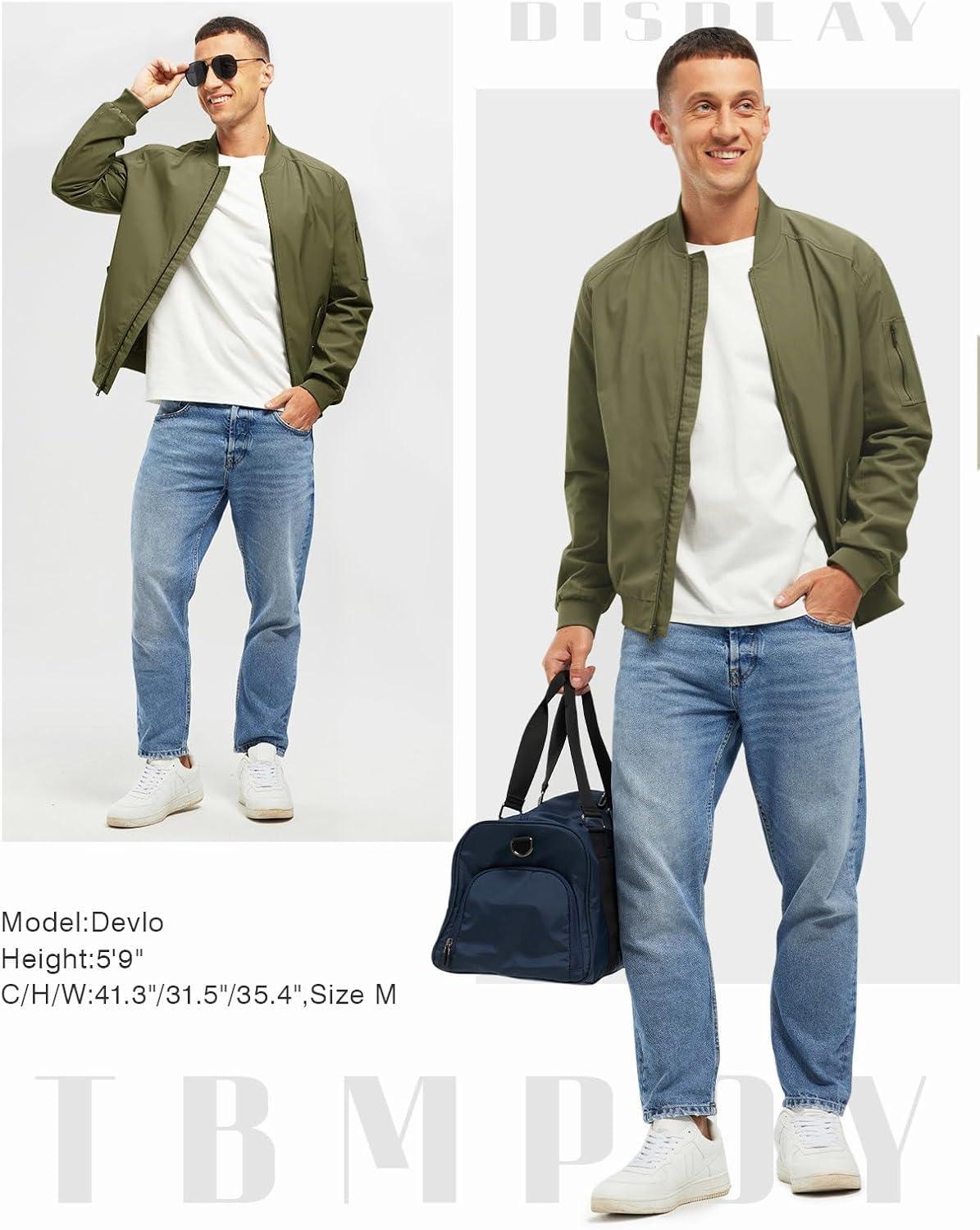 imageTBMPOY Mens Lightweight Bomber Jackets Light Track Jackets Casual Summer Windbreaker Outdoor Golf Fashion Coat for MenA2green