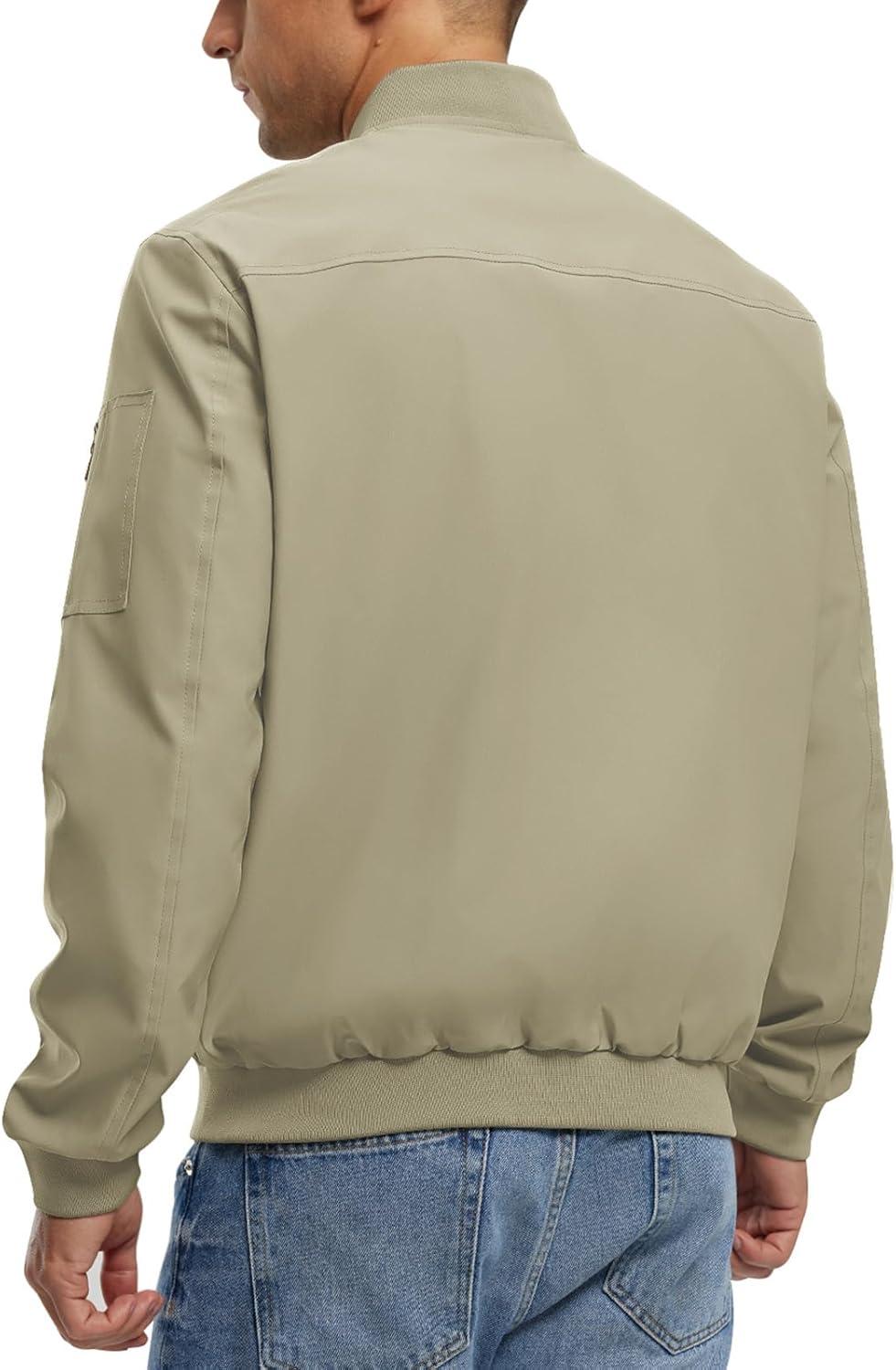 imageTBMPOY Mens Lightweight Bomber Jackets Light Track Jackets Casual Summer Windbreaker Outdoor Golf Fashion Coat for MenA2khaki