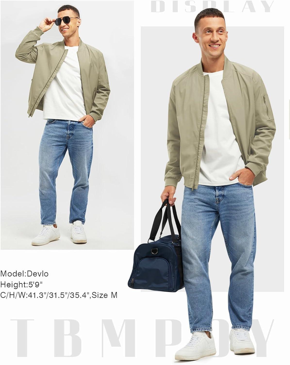 imageTBMPOY Mens Lightweight Bomber Jackets Light Track Jackets Casual Summer Windbreaker Outdoor Golf Fashion Coat for MenA2khaki