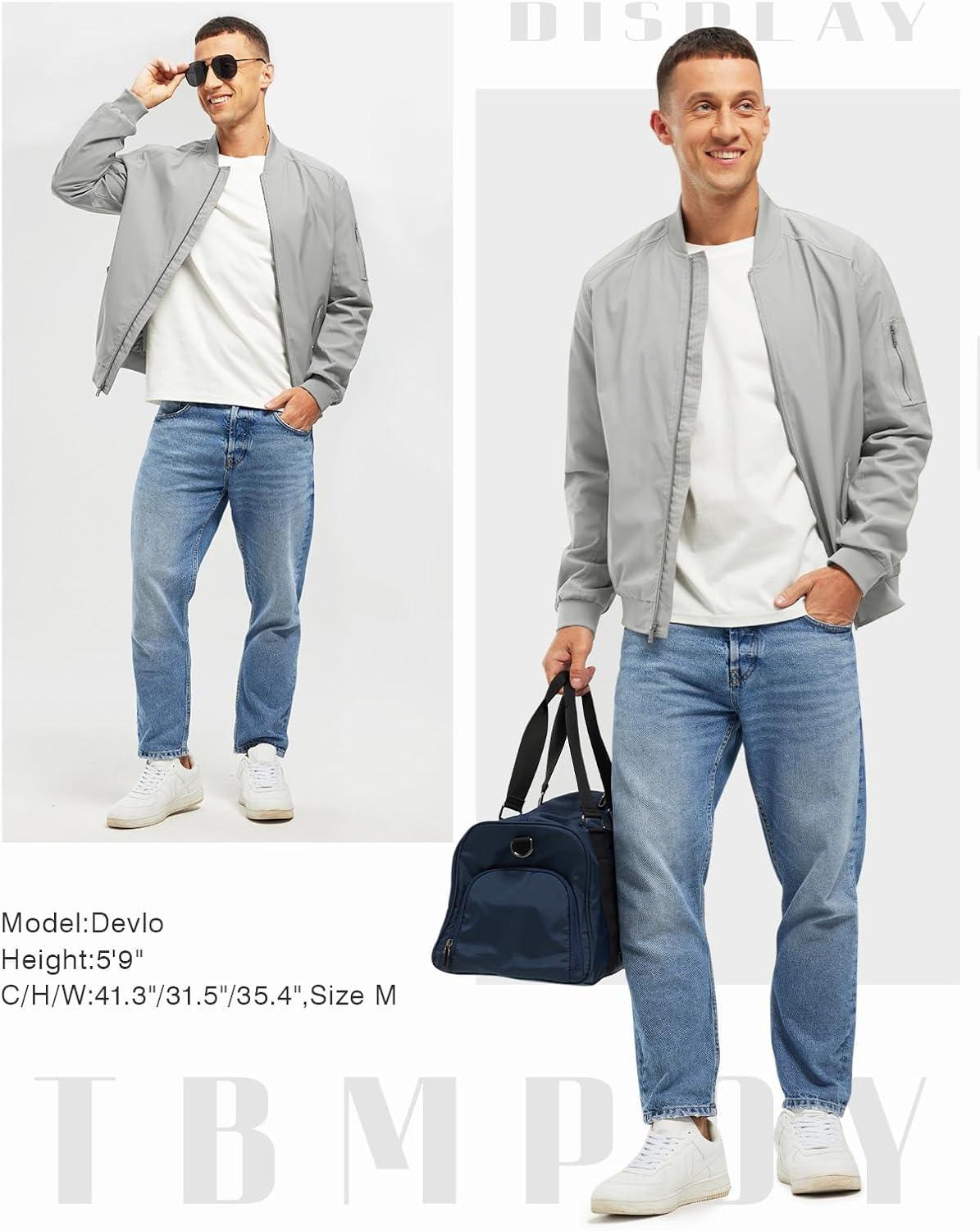 imageTBMPOY Mens Lightweight Bomber Jackets Light Track Jackets Casual Summer Windbreaker Outdoor Golf Fashion Coat for MenA2light Grey