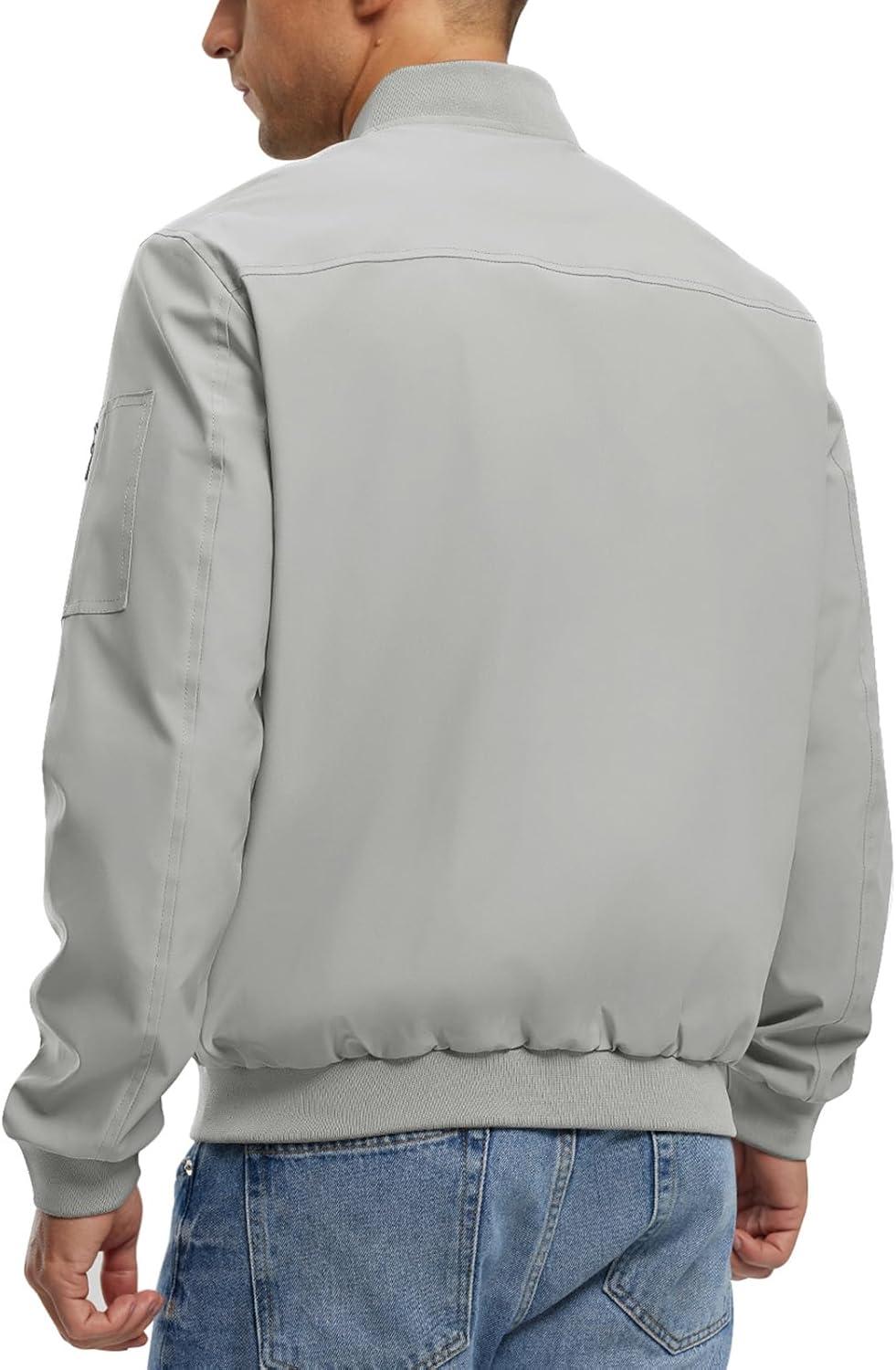 imageTBMPOY Mens Lightweight Bomber Jackets Light Track Jackets Casual Summer Windbreaker Outdoor Golf Fashion Coat for MenA2light Grey